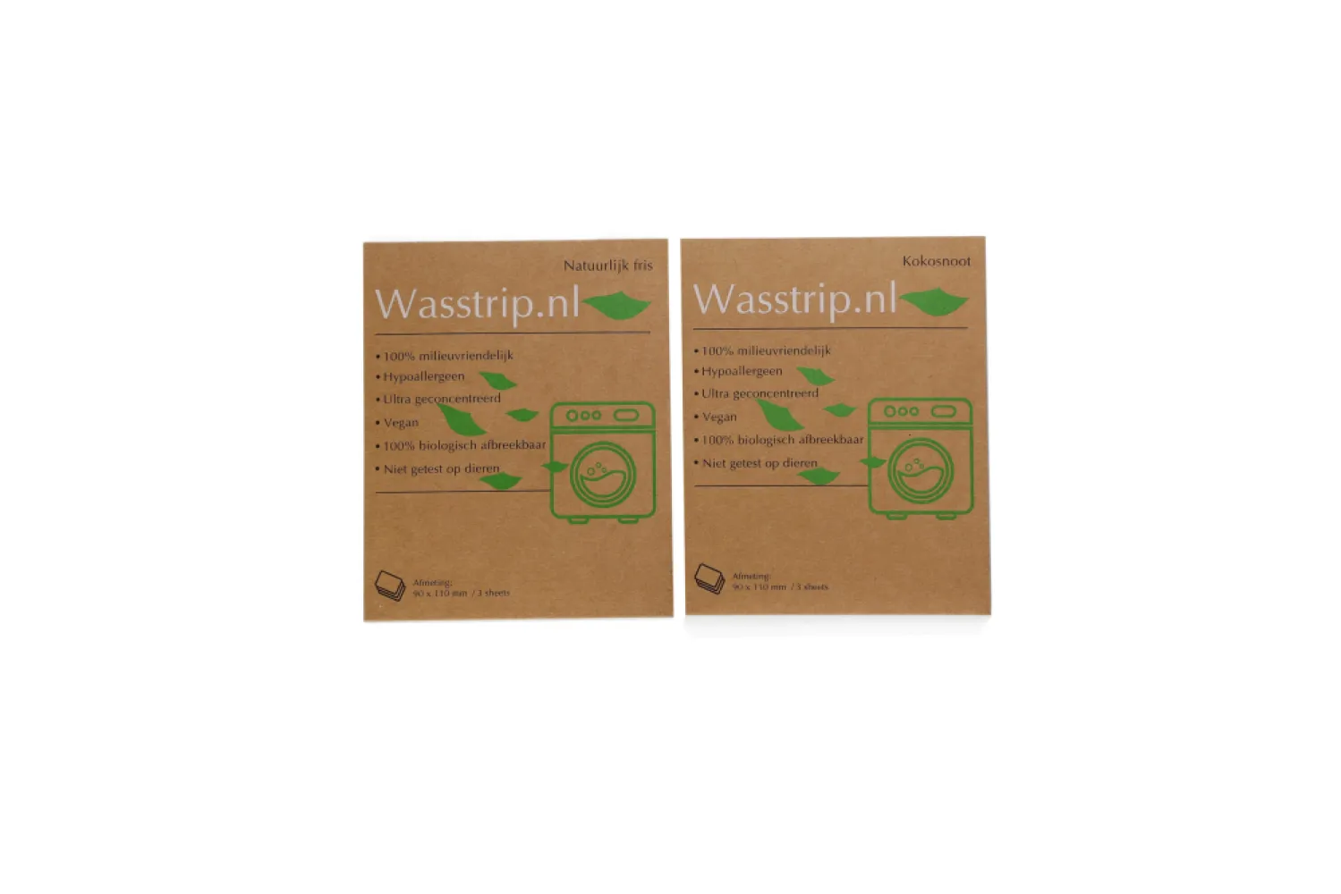 Wasstrips proefpakket - Natuurlijk fris + Kokosnoot (6 sheets/wasjes)