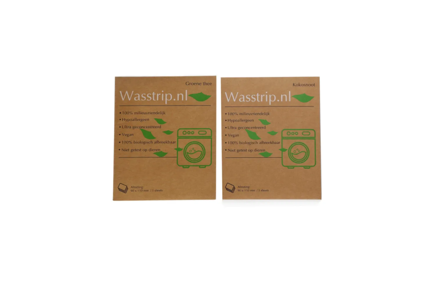 Wasstrips proefpakket - Kokosnoot + Groene thee (6 sheets/wasjes)