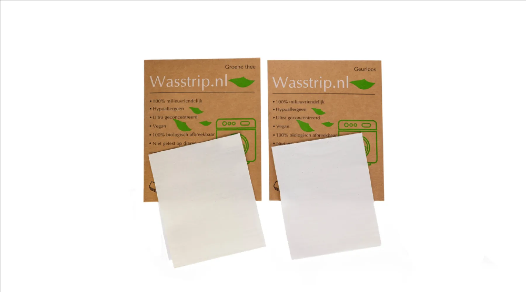 Wasstrips proefpakket - Groene thee + Geurloos (6 sheets/wasjes)