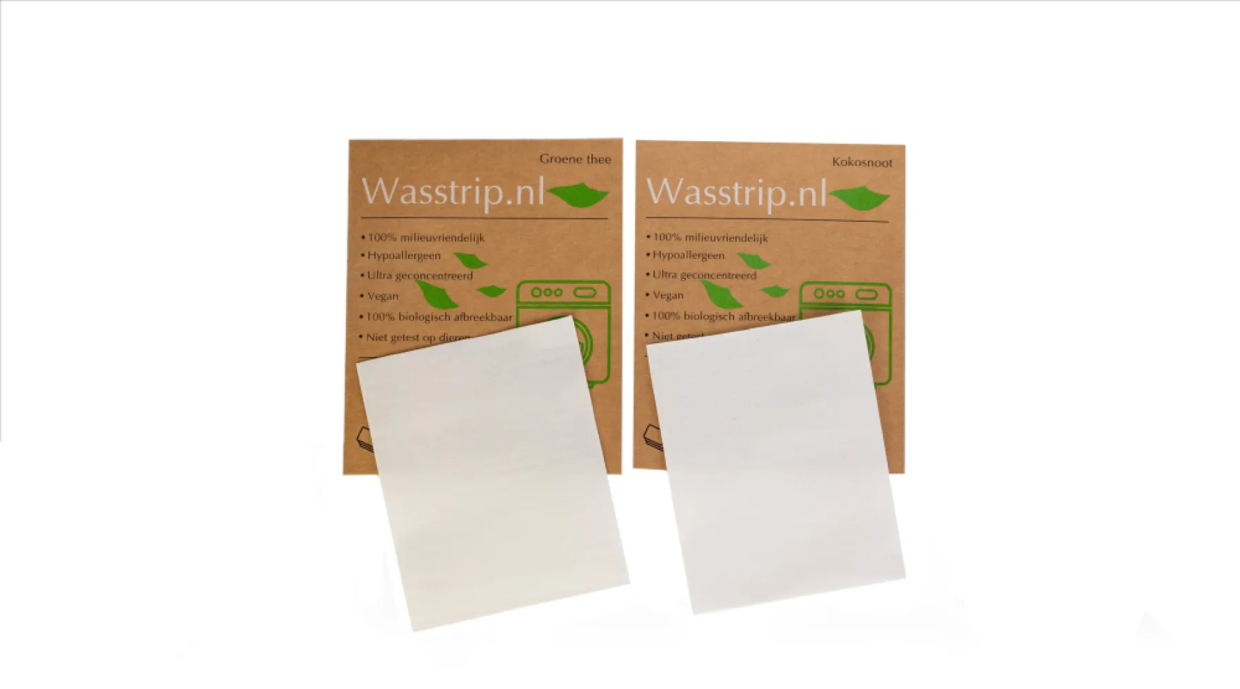 Wasstrips proefpakket - Kokosnoot + Groene thee (6 sheets/wasjes)