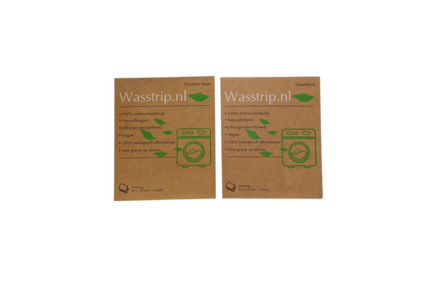 Wasstrips proefpakket - Groene thee + Geurloos (6 sheets/wasjes)