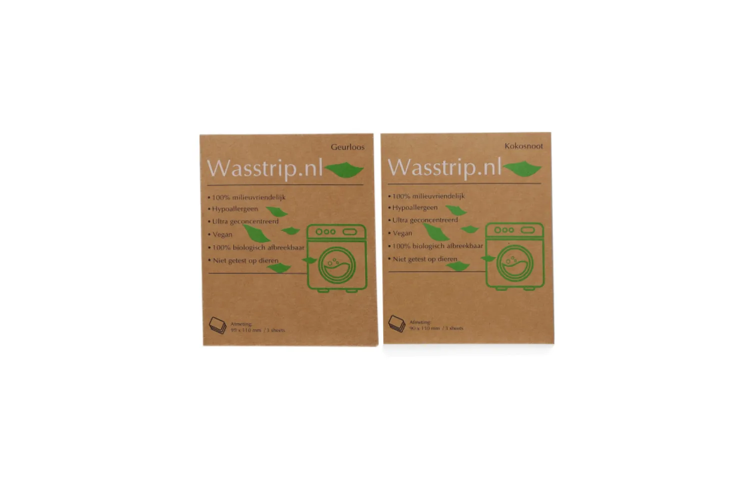 Wasstrips proefpakket - Geurloos + Kokosnoot (6 sheets/wasjes)