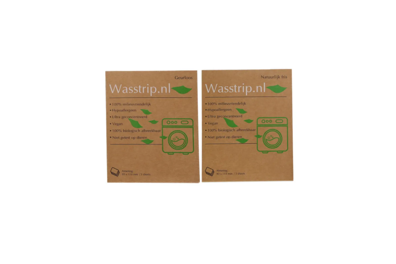 Wasstrips proefpakket - Geurloos + Natuurlijk fris (6 sheets/wasjes)